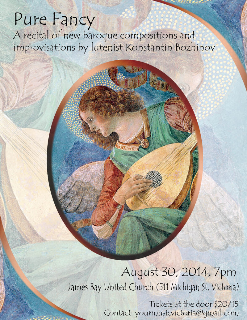 Pure Fancy, lute recital: Konstantin Bozhinov @ James Bay United Church Aug 30 2014 - May 6th @ James Bay United Church