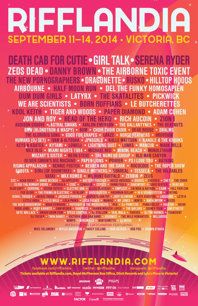 RIFFLANDIA 2014: Danny Brown, Zeds Dead, Adam Cohen, Paper Lions, Chet, Noah Edwards, Rob Pue, & more! @ Various Venues Sep 11 2014 - May 7th @ Various Venues