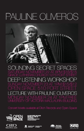 Open Space presents: Pauline Oliveros, solo accordion, electronics and voice @ Grace Lutheran Church Nov 22 2008 - Apr 30th @ Grace Lutheran Church