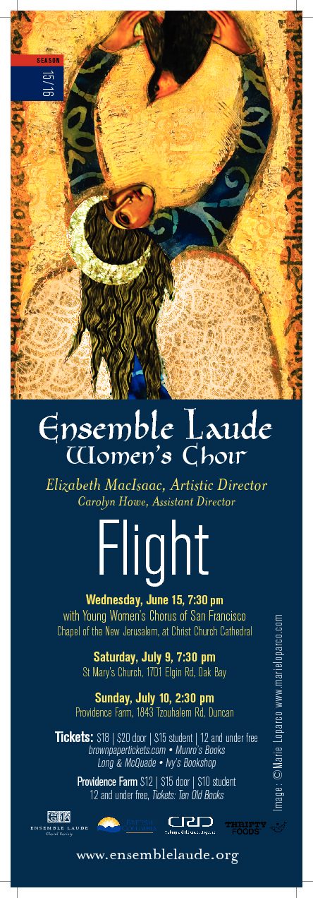 Flight!: Ensemble Laude @ St. Mary's Anglican Church Jul 9 2016 - May 22nd @ St. Mary's Anglican Church