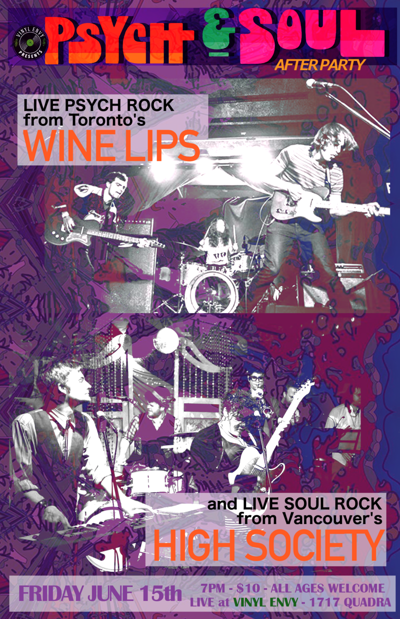 Psych & Soul AfterParty: High Society, Wine Lips @ Vinyl Envy Jun 15 2018 - May 8th @ Vinyl Envy