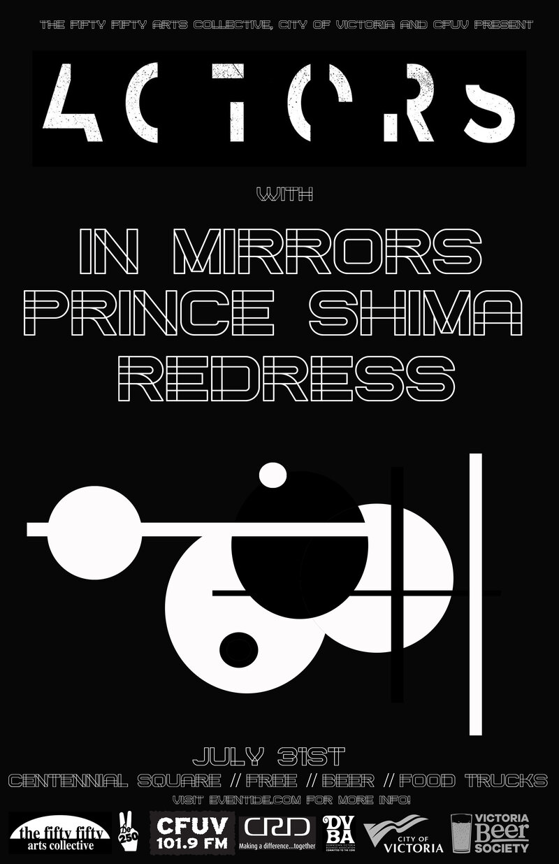 Eventide: the fifty fifty arts collective presents: ACTORS , In Mirrors, Prince Shima, Redress @ Centennial Square Jul 31 2019 - May 9th @ Centennial Square