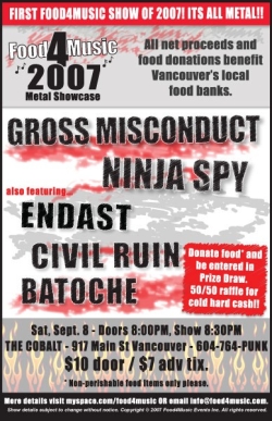 Endast, Gross Misconduct, Batoche, CIVIL RUIN, Ninjaspy @ The Former Cobalt Sep 8 2007 - May 7th @ The Former Cobalt