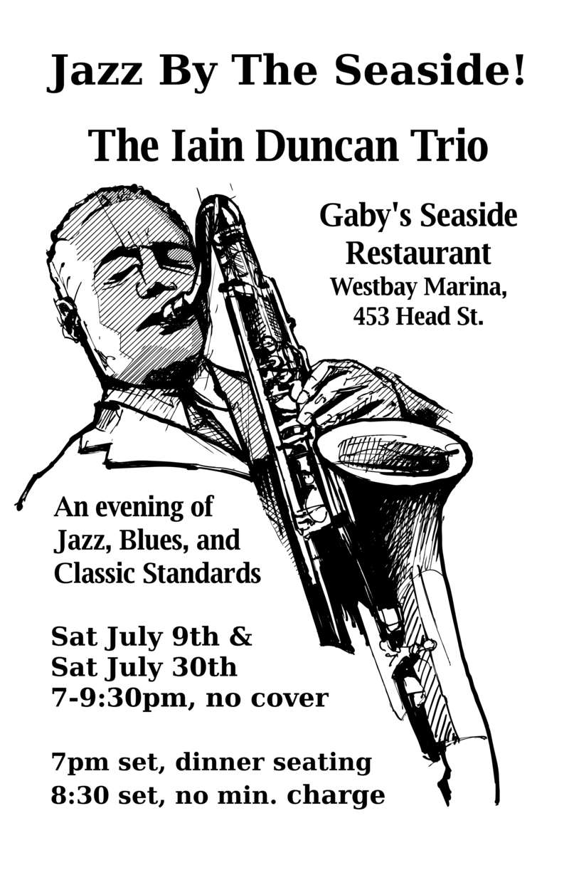 Nick Peck and Iain Duncan, Soul Jazz at Gaby's @ Gaby's Seaside Restaurant and Pub Jul 9 2016 - May 16th @ Gaby's Seaside Restaurant and Pub