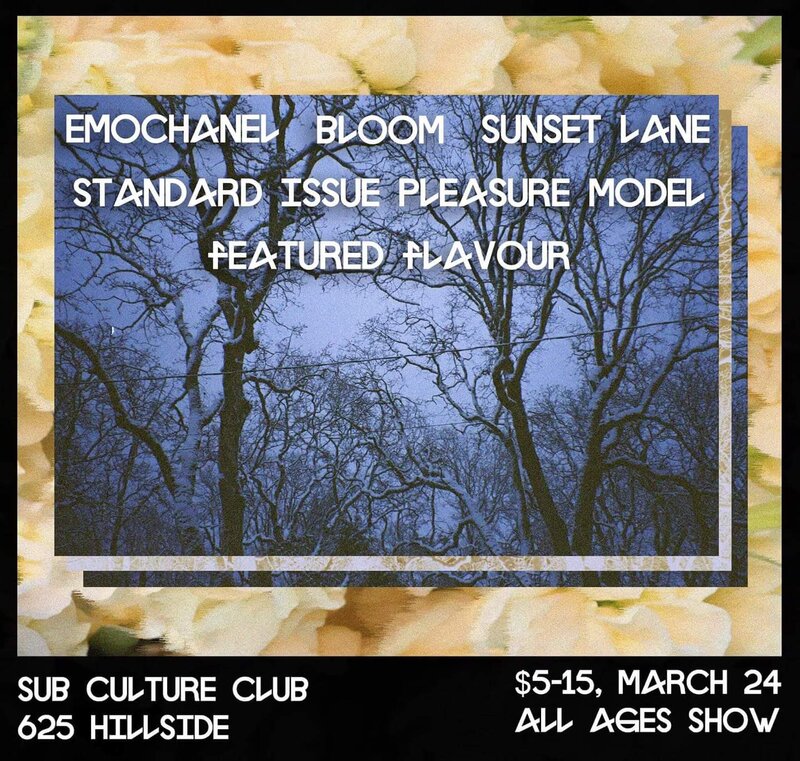 Bl00m, standard issue pleasure model, Sunset Lane, emochanel, Featured Flavour @ Subculture Club Mar 24 2018 - May 7th @ Subculture Club