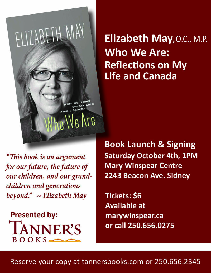 Elizabeth May - Book Launch and Signing @ Mary Winspear Centre - Oct 04, 2014