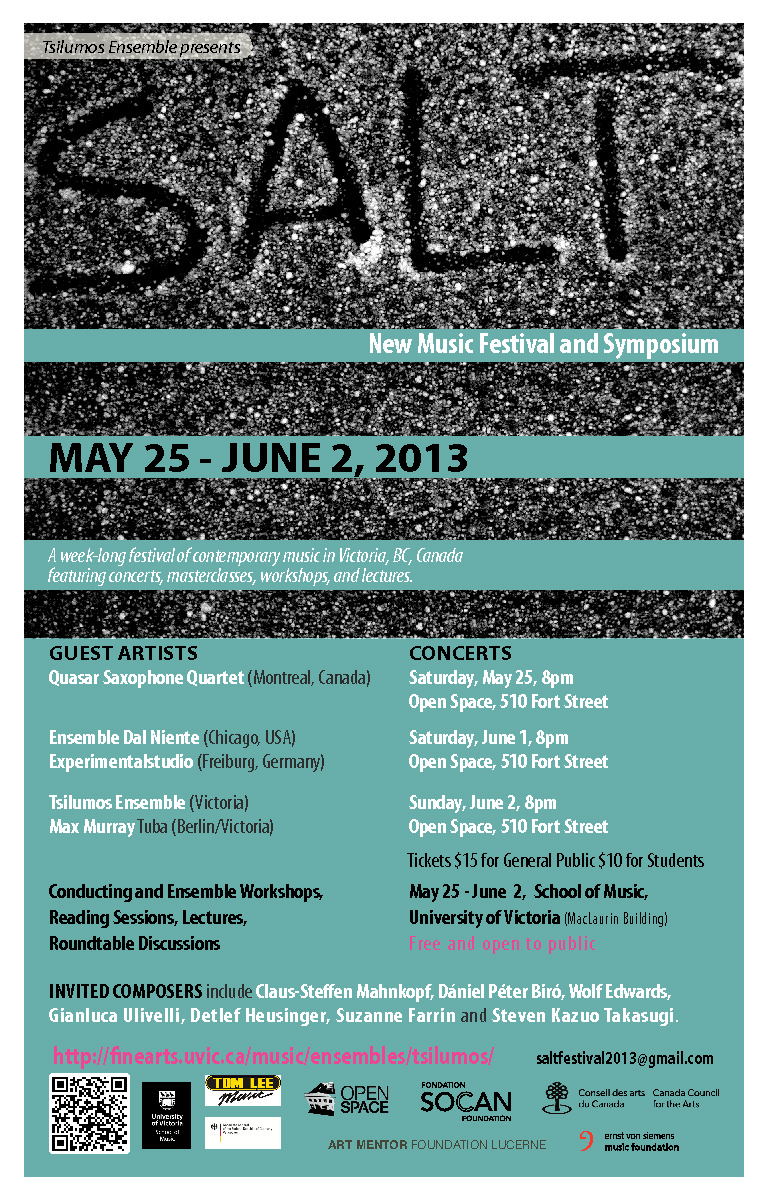 SALT New Music Festival and Symposium: Max Murray, Tsilumos Ensemble @ Open Space Jun 3 2013 - Jun 6th @ Open Space