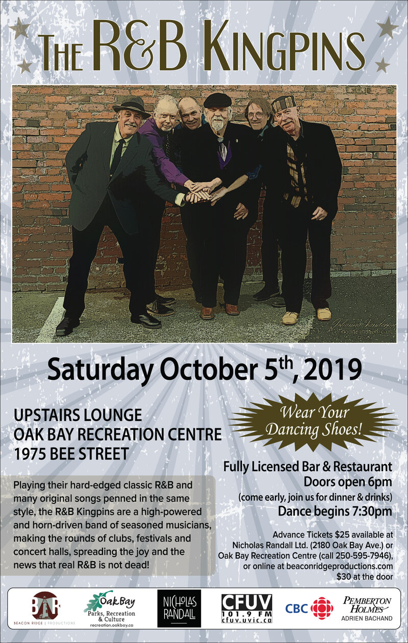 The R&B Kingpins @ Recreation Oak Bay Oct 5 2019 - May 6th @ Recreation Oak Bay