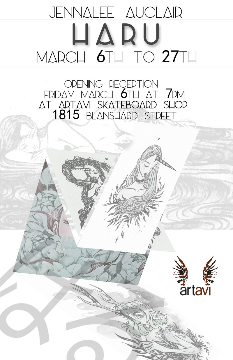 'Haru' by Jennalee Auclair (Artshow): Jennalle Auclair @ Artavi Skateboards Mar 6 2015 - Jul 27th @ Artavi Skateboards