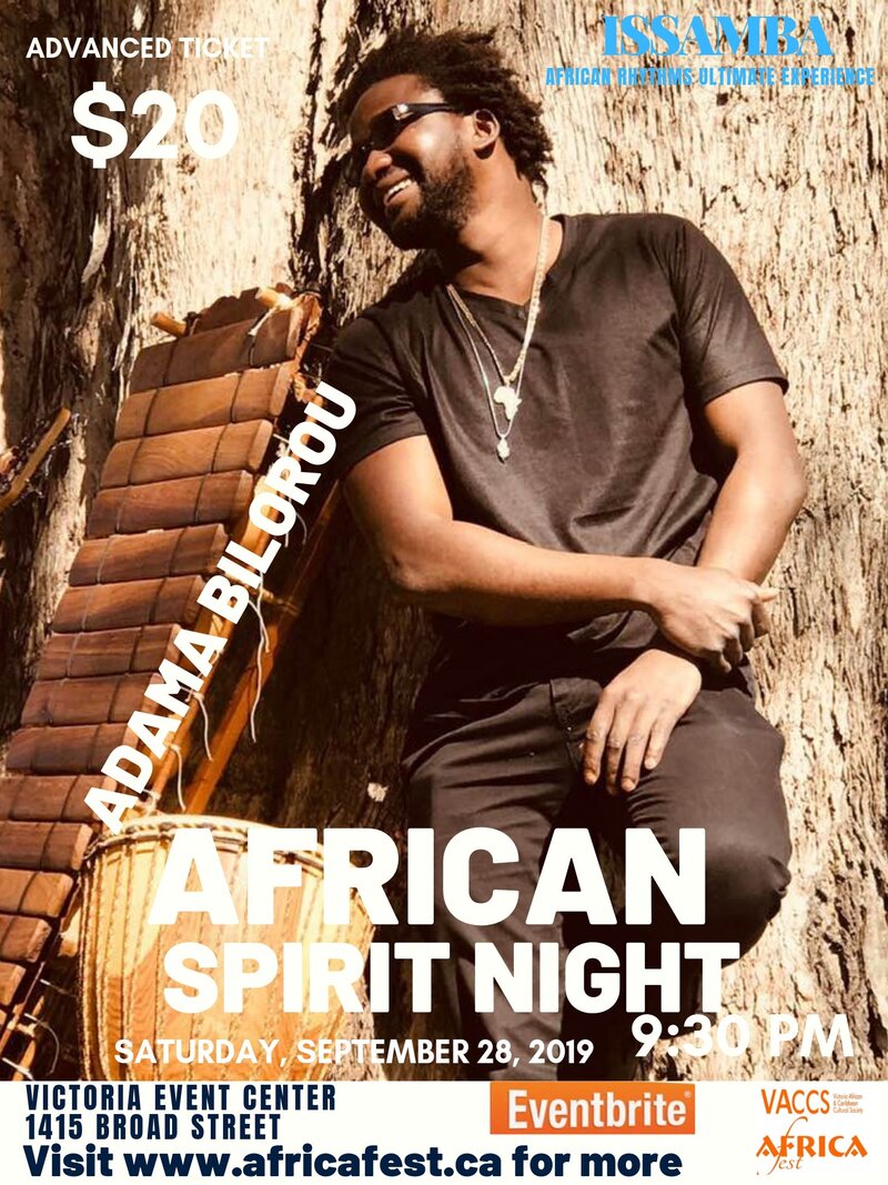 African Spirit Night - THE MANDINGO EXPERIENCE: Adama Bilorou @ Victoria Event Centre Sep 28 2019 - Jun 19th @ Victoria Event Centre
