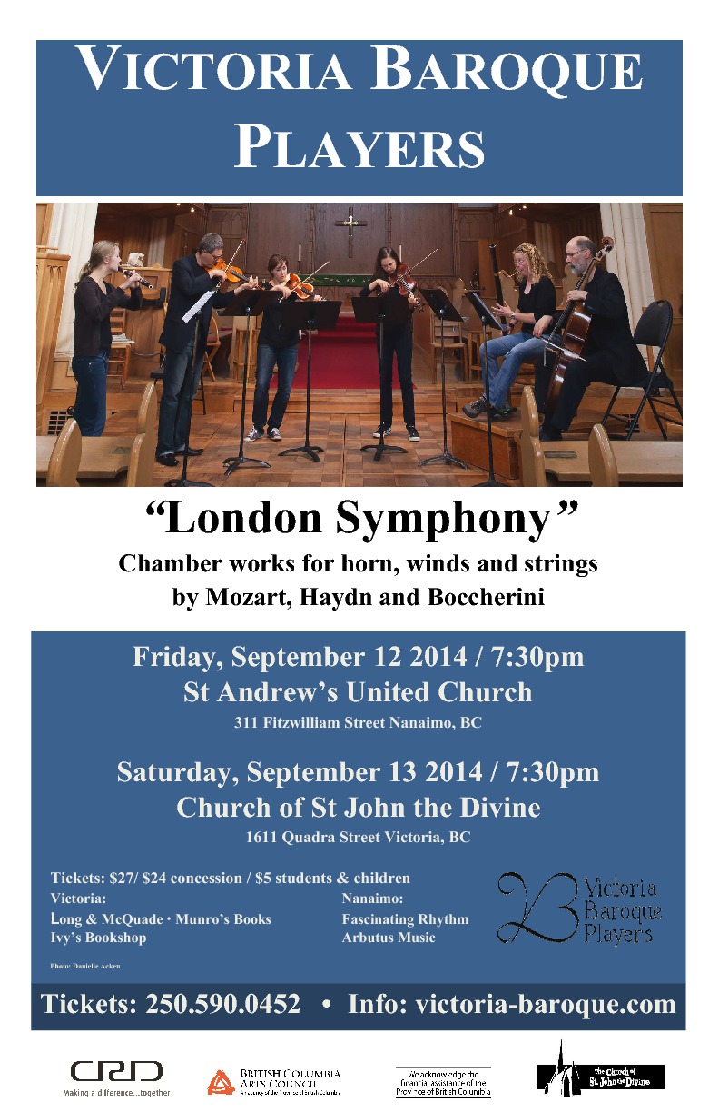 Victoria Baroque Players: London Smphony: Victoria Baroque @ St. John The Divine - Sep 13, 2014