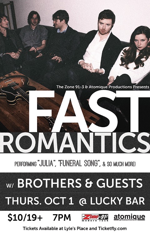 The Fast Romantics, Brothers @ Lucky Bar Oct 1 2015 - May 23rd @ Lucky Bar