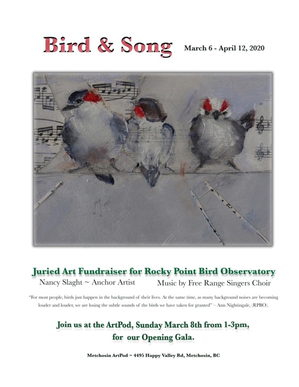 Gala Opening: Bird+Song (Open Call Show): Nancy Slaght  (anchor artist, pastels) @ Metchosin ArtPod Collective and Gallery Mar 8 2020 - Jun 5th @ Metchosin ArtPod Collective and Gallery