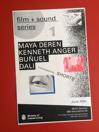 FILM + SOUND Series No. 1 : Experimental Shorts @ The Ministry of Casual Living Jun 29 2018 - Jul 6th @ The Ministry of Casual Living