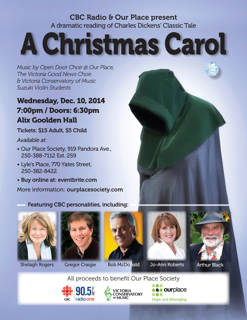 CBC presents A Christmas Carol: Shelagh Rogers, Arthur Black, Bob McDonald, Gregor Craigie, Khalil Aktar, Kelly Nakasuka, Joanne Roberts @ Alix Goolden Performance Hall Dec 10 2014 - May 9th @ Alix Goolden Performance Hall
