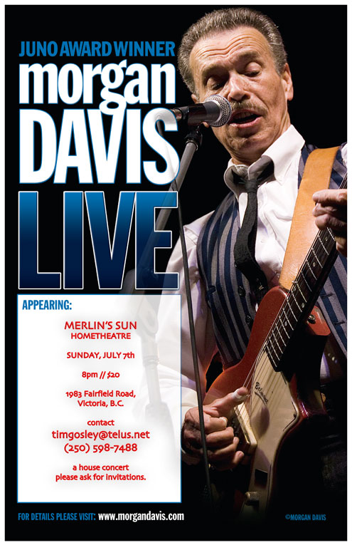 Juno Award Winner: Morgan Davis @ Merlin's Sun Inc. Jul 7 2013 - Jun 9th @ Merlin's Sun Inc.
