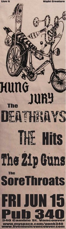 Hung Jury, The Death Rays, The Hits!, zip guns, The Sore Throats @ Pub 340 - Jun 15, 2007