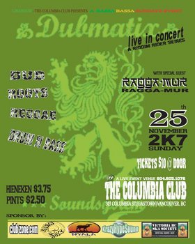 A Bassa Bassa Sundayz Event - A Riddim Rider Series: DUBMATIX, Ragga-Mur @ The Columbia Nov 25 2007 - May 7th @ The Columbia