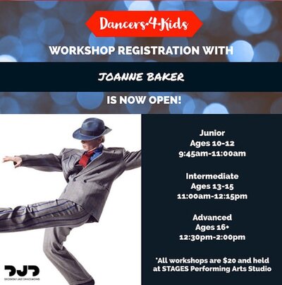 Dancers4Kids Workshops: Joanne Baker @ Stages Performing Arts School  - Feb 10, 2018