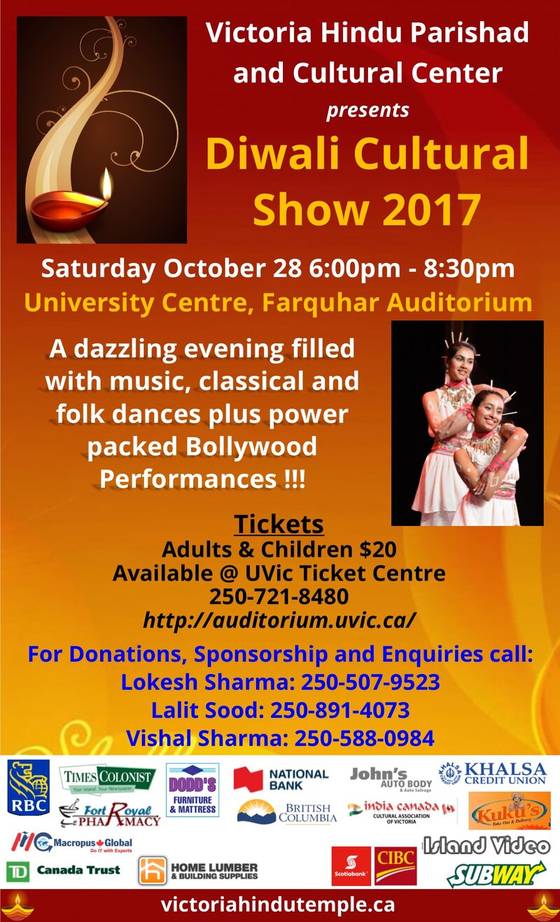 Diwali Cultural Show 2017 @ The Farquhar at UVic Oct 28 2017 - Jun 20th @ The Farquhar at UVic