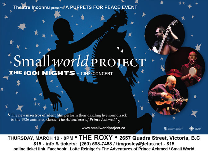 The Small World Project: Lotte Reiniger's The Adventures of Prince Achmed: Live Music with a 1926 Silent Film @ Blue Bridge Repertory Theatre - Mar 10, 2016