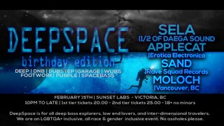 DeepSpace: birthday edition: Sela, Applecat, Sand, Moloch @ Sunset Labs Feb 15 2020 - May 6th @ Sunset Labs