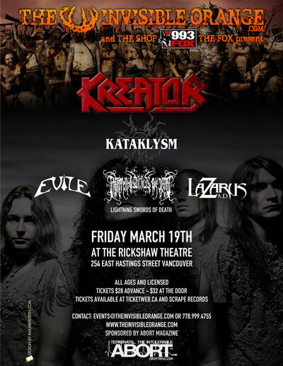 Hordes of Chaos Part II: Kreator, Kataklysm, Evile, Lightning Swords of Death, Lazarus A.D. @ Rickshaw Theatre - Mar 19, 2010