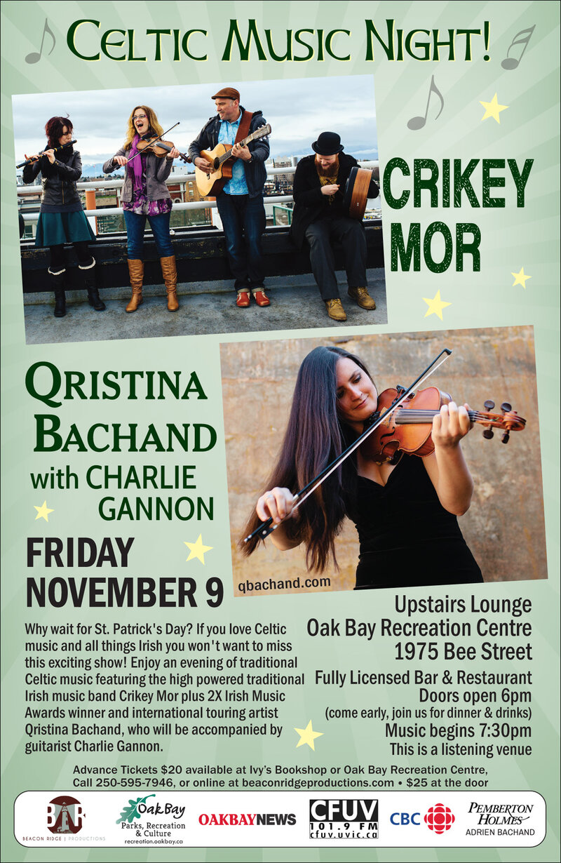 Celtic Music Night!: Qristina & Quinn Bachand, Crikeymor @ Sports View Lounge Nov 9 2018 - May 6th @ Sports View Lounge