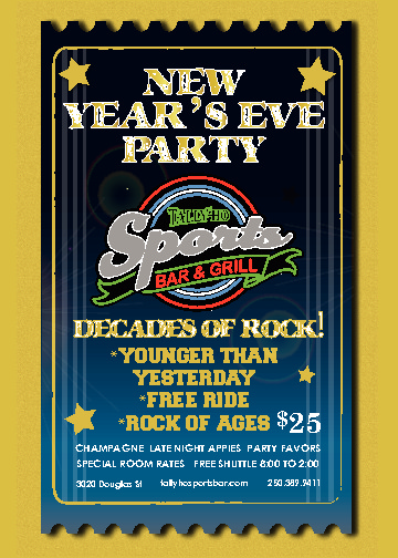 New Years Eve Decades of Rock!: Younger Than Yesterday, Free Ride, Rock Of Ages @ Tally Ho Sports Bar and Grill Dec 31 2015 - May 5th @ Tally Ho Sports Bar and Grill