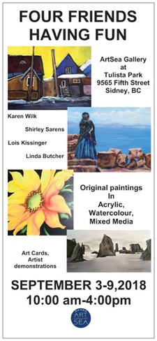 Four Friends Having Fun: Linda Butcher, Lois Kissinger, Shirley Sarens, Karen Wilk @ ArtSea Gallery Sep 3 2018 - Jun 11th @ ArtSea Gallery