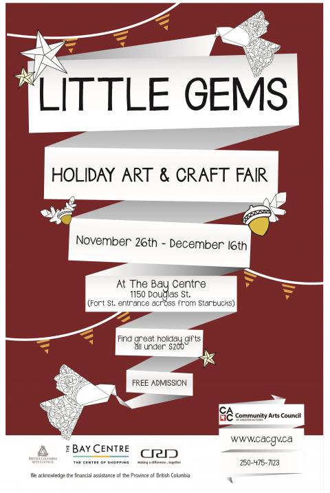 Little Gems: Holiday Art and Craft Fair @ The Bay Centre - 1150 Douglas St. Unit 228C (Fort St. Entrance) Nov 26 2015 - Jun 12th @ The Bay Centre - 1150 Douglas St. Unit 228C (Fort St. Entrance)
