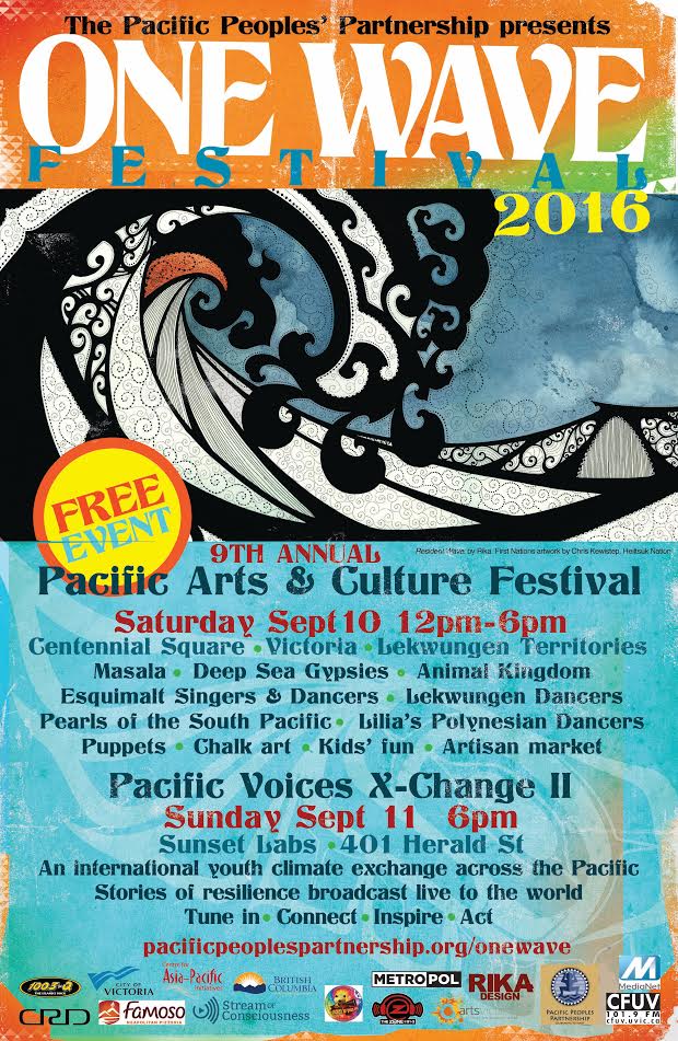 One Wave Festival 2016 - Pacific Arts & Culture Festival: Masala, Deep Sea Gypsies, Red Buff Singers & Dancers, Lekwungen Dancers, Lilia’s Polynesian Dancers, Animal Kingdom, Pearls of the South Pacific @ Centennial Square - Sep 10, 2016