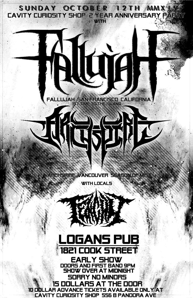1st time to the island!!: Fallujah, Archspire, Tenchu @ Logan's Pub Oct 12 2014 - May 10th @ Logan's Pub