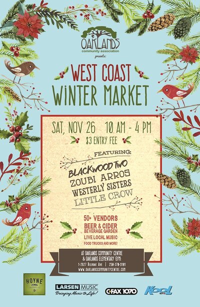 Oaklands West Coast Winter Market 2016: The Blackwood Two, Zoubi Arros, Westerly Sisters, Little Crow @ Oaklands Community Association Nov 26 2016 - May 6th @ Oaklands Community Association