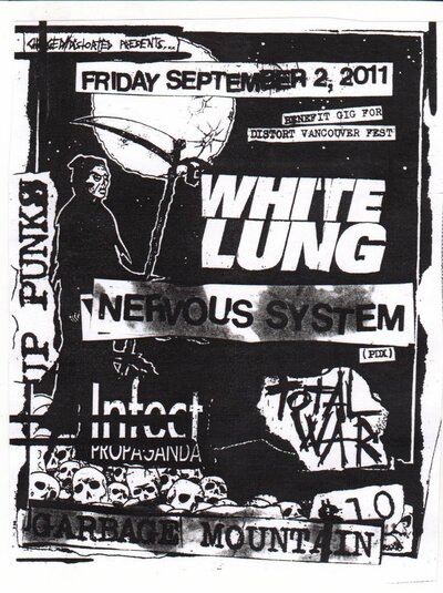 Distort Vancouver Benefit!: White Lung, Vivid Sekt , INFECT PROPAGANDA, Raw War @ Pat's Pub Sep 2 2011 - May 7th @ Pat's Pub