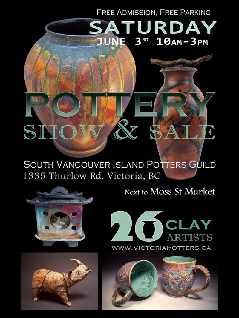Annual Potters Guild Show and Sale: Adrienne Aikins, Belle Leon, Ben Lumley, Daniel Casey, Derek Kasper, Eric Roberts, Esther Galic, Esther Strijbos, Irene Baker, Janet Magdanz, Joy Finlay, Katia Chapman, Kris Jeffrey, Libby Wray, Linda Vigliotti, Louise Bouchard, Lynn Charman, Marlene Bauer, Penny Jones, Rachel Coward, Roger Champagne, Rosemary Murray, Rosemary Neering, Sharon Burley, Sonia Lesage, Susan Whitham @ 1335 Thurlow Rd. - Jun 03, 2017