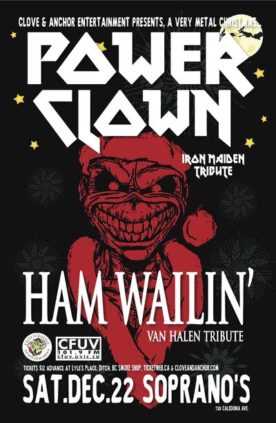 Iron Maiden & Van Halen Tributes!: Power Clown, Ham Wailin' @ Soprano's Dec 22 2012 - May 18th @ Soprano's