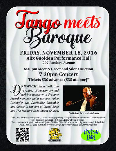Tango Meets Baroque: Pablo Diemecke, DieMahler  Ensemble @ Alix Goolden Performance Hall Dec 31 1969 - May 28th @ Alix Goolden Performance Hall