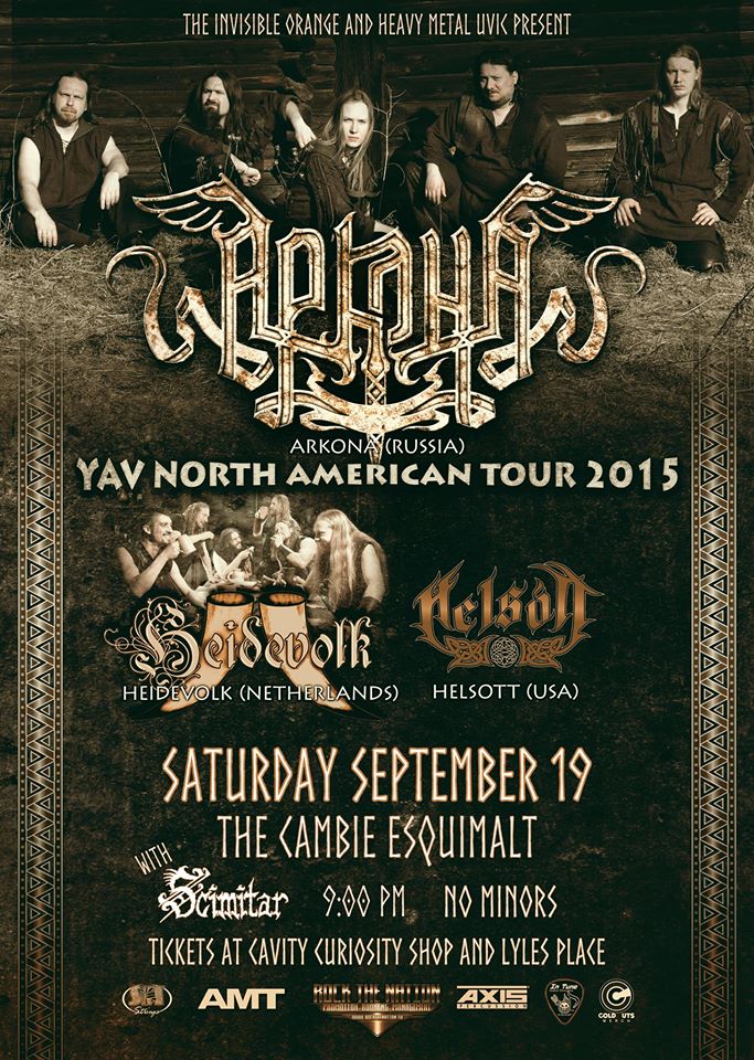 Arkona, HEIDEVOLK, Helsott, Scimitar @ The Cambie at the  Esquimalt Inn Sep 19 2015 - May 9th @ The Cambie at the  Esquimalt Inn