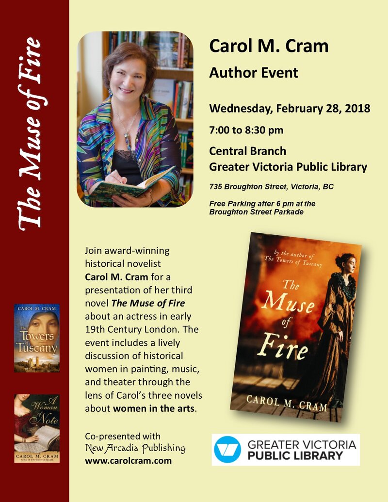 Author Presentation - The Muse of Fire @ Greater Victoria Public Library - Central Branch Feb 28 2018 - May 6th @ Greater Victoria Public Library - Central Branch
