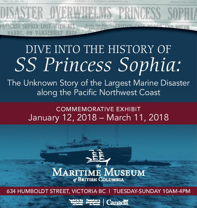 SS Princess Sophia: Commemorative Exhibit @ Maritime Museum of BC Jan 12 2018 - Jun 28th @ Maritime Museum of BC