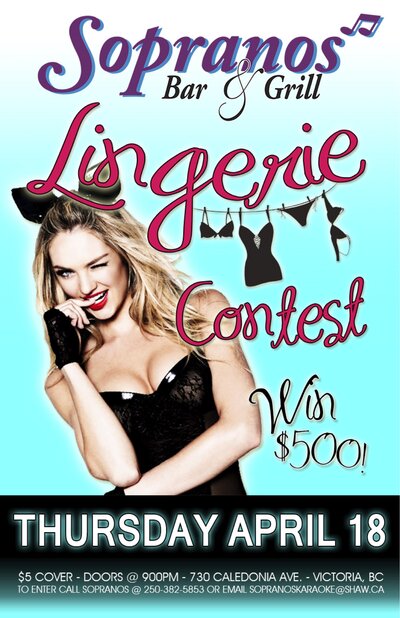 Soprano's Lingerie Contest: 1st PLace gets $500 @ Soprano's - Apr 18, 2013