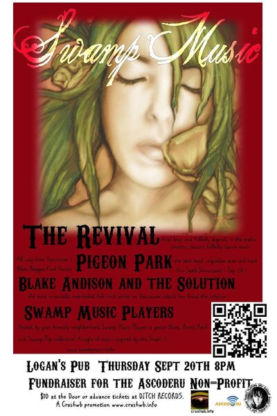 Swamp Music V: The Revival BC, Pigeon Park, Blake Andison and the Solution, Swamp Music Players @ Logan's Pub Sep 20 2012 - May 7th @ Logan's Pub