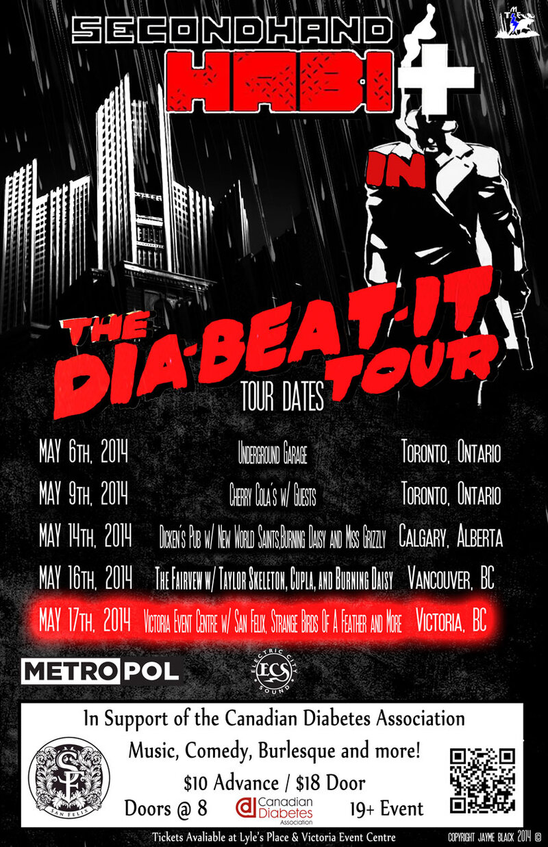 Dia-Beat-It Tour 2014: Secondhand Habit, San Felix, Dolores Haze, Ian Starglow, Johnny Love, Bambi Boudoir, Amethyst Dance Troupe @ Victoria Event Centre May 17 2014 - May 7th @ Victoria Event Centre