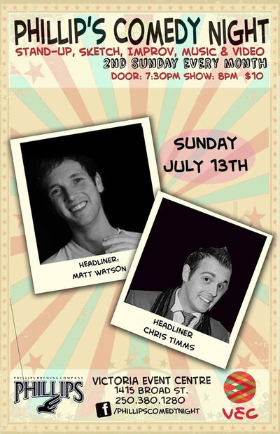 Phillips Comedy Night: Matt Watson, Chris Timms, Wes Borg @ Victoria Event Centre Jul 13 2014 - Jun 6th @ Victoria Event Centre