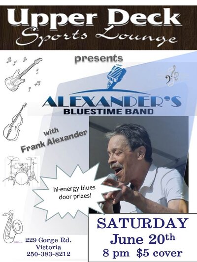 Saturday Night Blues: Alexander's Bluestime Band @ Upper Deck (in the Gorge Travelodge) Jun 20 2015 - May 8th @ Upper Deck (in the Gorge Travelodge)