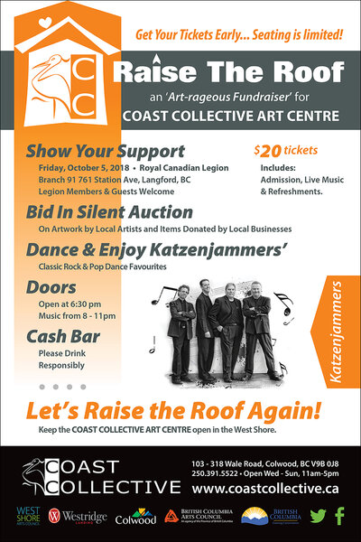 Raise the Roof &ndash; An Artrageous Fundraiser 2018 @ Langford Legion (Prince Edward) Oct 5 2018 - May 6th @ Langford Legion (Prince Edward)