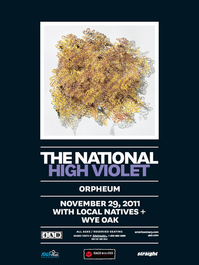 The National, Local Natives, Wye Oak @ The Orpheum Nov 29 2011 - May 6th @ The Orpheum