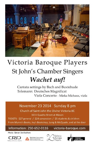 Victoria Baroque Players, St John's Chamber SIngers @ St. John The Divine - Nov 23, 2014