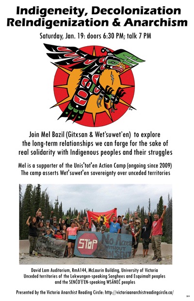 Indigeneity, Decolonization, ReIndigenization, and Anarchism: Mel Bazil  (Speaking) @ David Lam Auditorium Jan 19 2019 - May 10th @ David Lam Auditorium